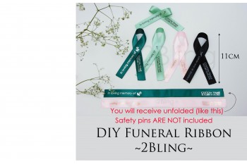 20 pcs Memorial Funeral DIY Custom Personalised Printed Satin Ribbon, Wedding ribbon, Awareness